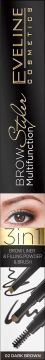 Eveline Brow Multifunction Styler 3v1 tužka na obočí č. 02 Tmavě hnědá 1 ks