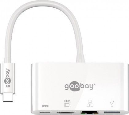 Viacportový rozbočovač USB 3.2 Gen 1, zástrčka USB-C > USB-A + USB-C + zásuvka HDMI + RJ-45, rozbočovač USB