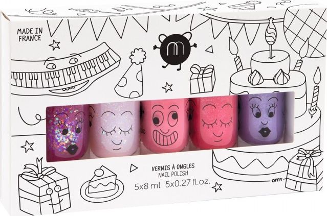 Nailmatic NailMatic Kids Party Set of Nail Polishes Sheepy 8ml + Polly 8ml + Cookie 8ml + Kitty 8ml + Piglou 8ml