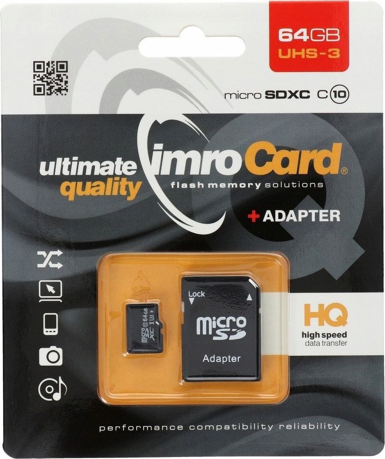 IMRO MICROSD10/64G UHS-3 ADP memory card 64 GB MicroSDHC UHS-III Class 10