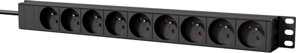 Caymon Caymon PSR119FS/B 19 Distribuční jednotka - 9 x francouzské zásuvky + zadní spínač černá verze