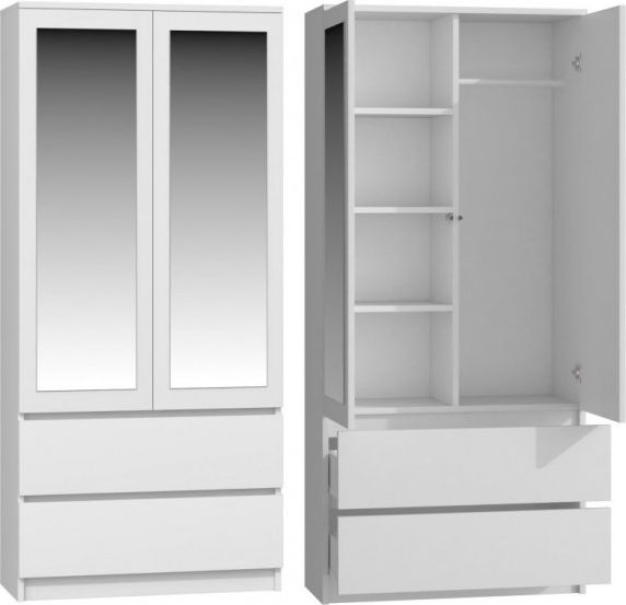 Topeshop SS-90 LUSTRO biela šatníková skriňa