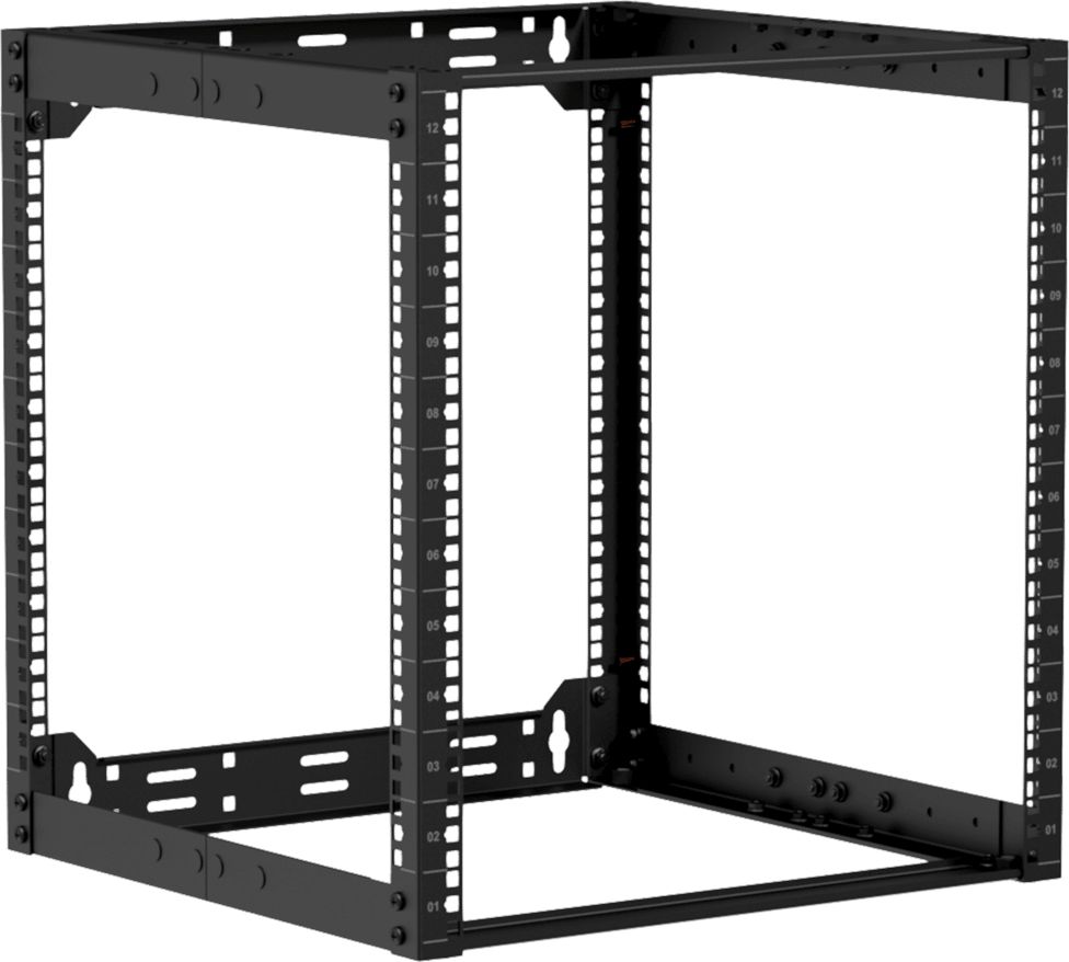 Caymon CAYMON OPR512A/B 19 hloubkově nastavitelný stojan s otevřeným rámem - 12 jednotek - 500 ~ 700 mm Černá