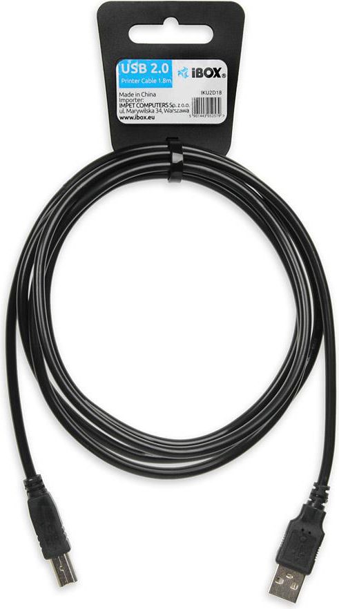 iBox IKU2D USB cable 1.8 m USB 2.0 USB A USB B Black