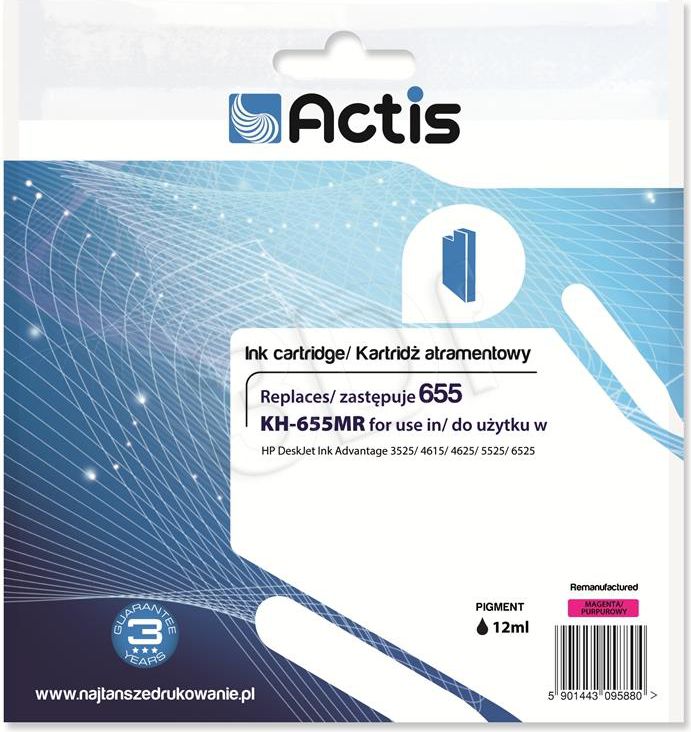 Actis KH-655MR ink for HP printer; HP 655 CZ111AE replacement; Standard; 12 ml; magenta