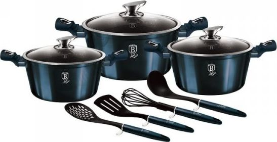 Berlingerhaus Sada hrncov s mramorovým povrchom Štartovacie balenie Metallic Line Aquamarine BH-6152 10 dielna