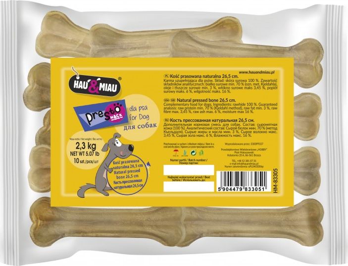 Hau&amp;Miau NATURAL LISOVANÁ KOSŤ, 26,5 cm, 10 ks/bal., 2,3 kg/bal.