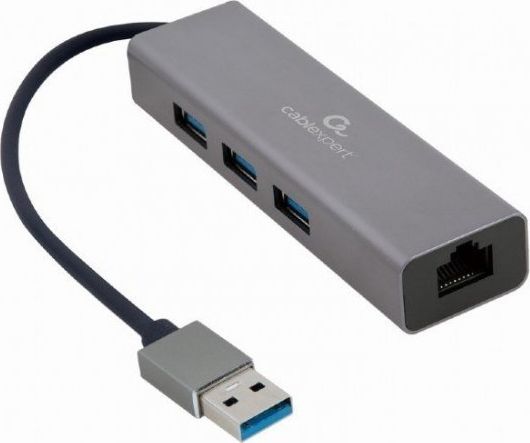 Adapter USB-AM to LAN GbE Hub 3xUSB 3.0