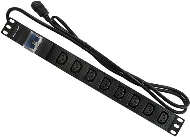 Qoltec Power Strip PDU Anti-Overload for 19 RACK | 1U | 10A | 8xIEC C13 | C16 fuse | 2m