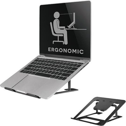 Neomounts NSLS085BLACK/Držiak na notebook, tablet/na stôl/10-17"/nosn. 5kg/ 6 rôznych výškových polôh/skladací/čierny Neomounts by Newstar NSLS085BLACK Podstavec, pre notebooky, 10"-17", nastavenie uh