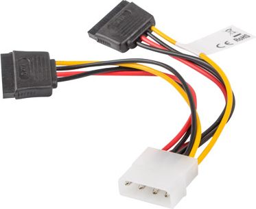 Lanberg Molex (M) na 2x SATA (F) kábel 15cm CA-HDSA-11CU-0015 LANBERG Molex (M) na 2x SATA (F) kábel 15cm