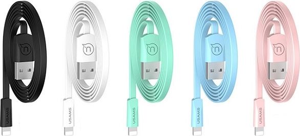 USB USAMS DJAMS kabel U2 Lightning Plochý kabel 1,2 m bílý/bílý SJ199ip02 iPhone 5/6/7/x (US-SJ199)