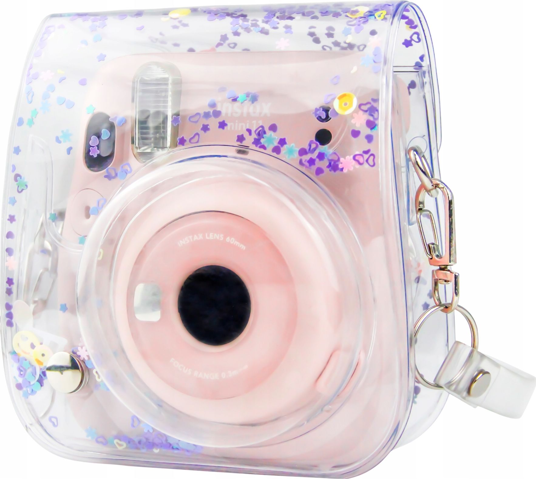 LoveInstant Case Kryt pouzdra pro Fujifilm Instax Mini 11 / průhledné flitry fialové