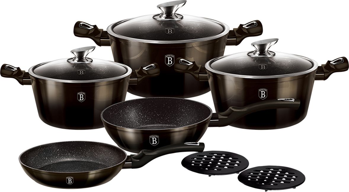Berlingerhaus Sada hrncov s mramorovým povrchom Shiny Black Edition BH-6615 13 dielna