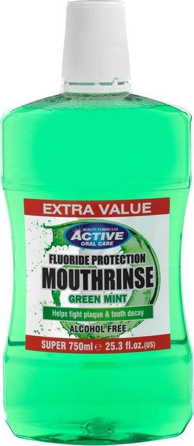 BEAUTY FORMULAS_Active Alcohol Free Mounthwash ústní voda bez alkoholu s bylinnou mátou 750 ml