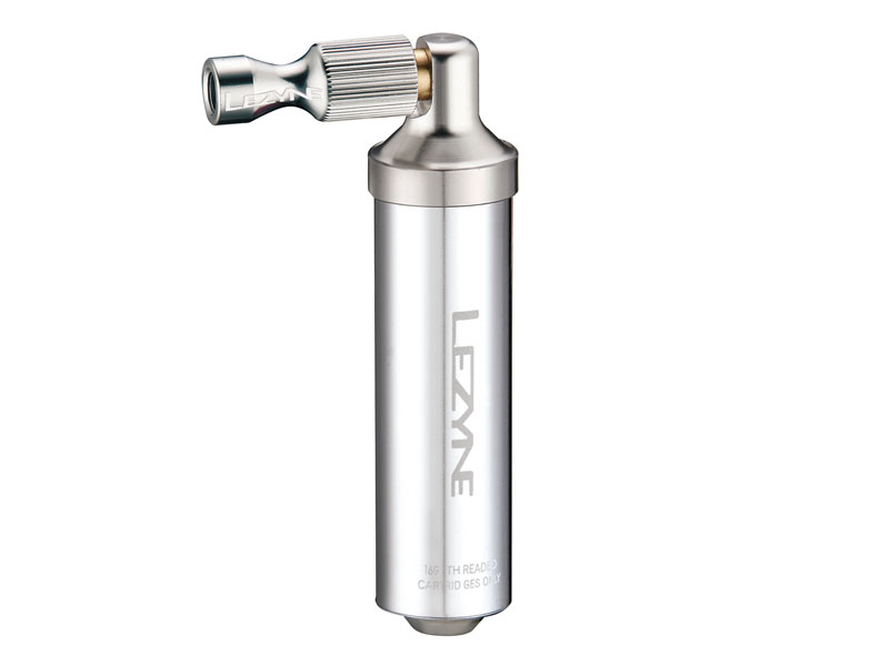 Ručná pumpa Lezyne Alloy Drive CO2 + 1x plynová patróna 16g strieborná (LZN-1-C2-ALDR-V106)