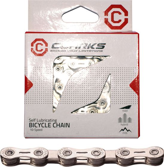 Clarks Cyklistický reťazec YBN CSL-H10CR SHIMANO CAMPAGNOLO SRAM (10 rýchlostí, 1/2x11/128 116 článkov, 5,9 mm, článok reťaze, Super Light, Chrome) Samomazný strieborný