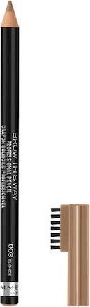RIMMEL_Brow This Way Brow tužka na obočí se štětečkem 003 Dark Brown 0,25g