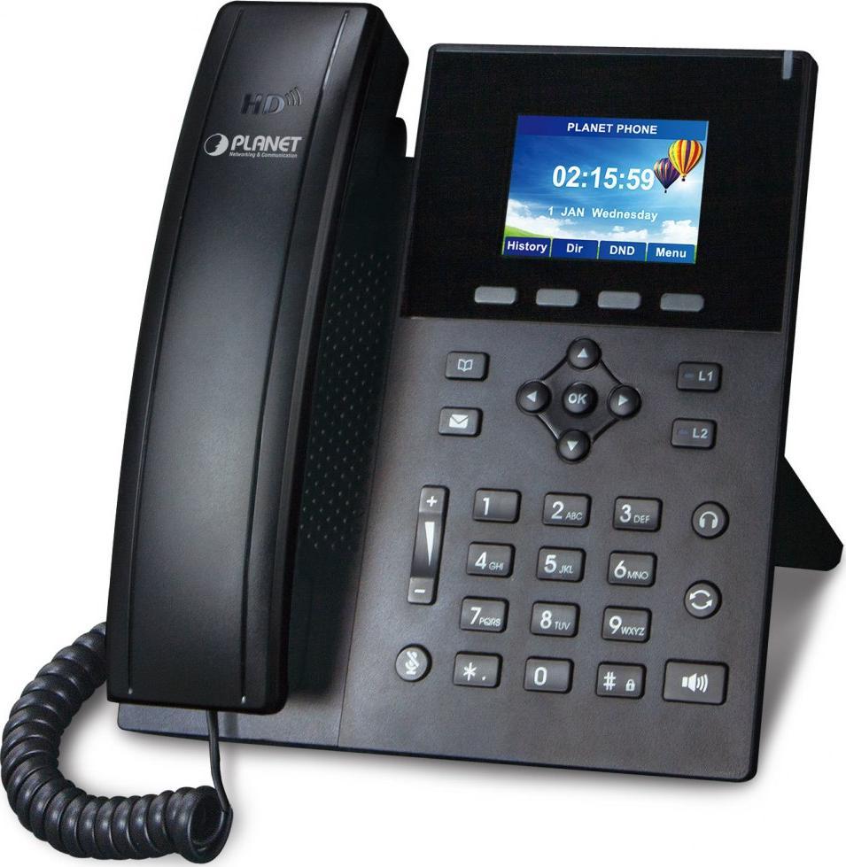 PLANET High Definition Color POE IP phone Black 6 lines LCD