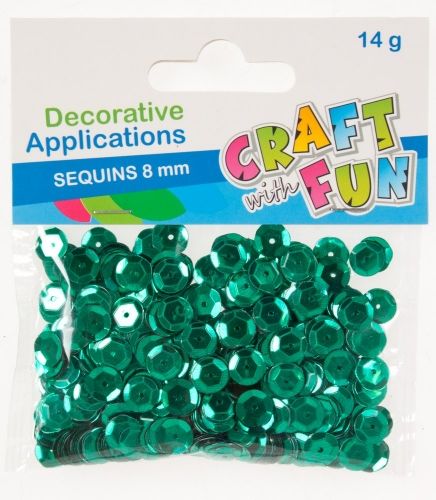 Craft se zábavnými kovovými flitry zelenými 8mm (383995)
