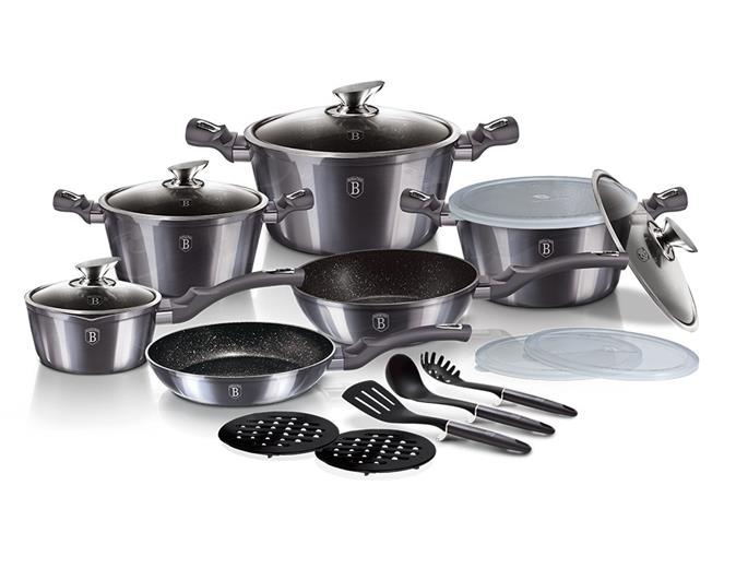 Berlingerhaus Sada hrncov s mramorovým povrchom Metallic Line Carbon Pro Edition BH-6887 18 dielna