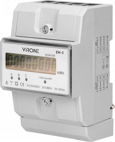 ORNO elektromer 3fázový, 80A, MID, 3 moduly, DIN TH-35mm EM-3