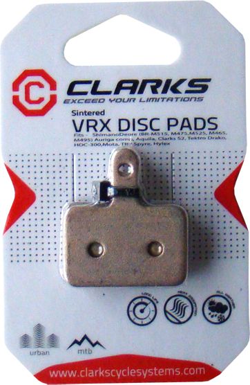 Clarks Brake Cladding Shimano Tektro (Deore M515, M475, M525, M465, M495, Tektro Draco, Dorado, Orion, Auriga, Aquila, HDC300, TRP Spyre, Hylex) Sintered Metallic