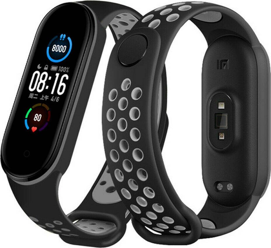 Pásek pro XIAOMI MI SMART BAND 5/6 Silikonový černý a šedý