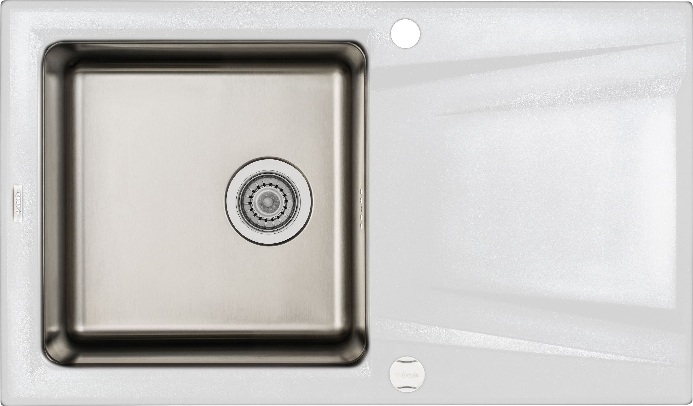 Deante umyvadlo. Prime Alabaster Granito-Stal 860x500x220 3.5 + Spaces Spaces Spaces Saver