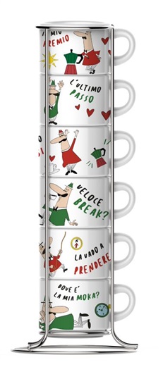 Bialetti Italia - Zestaw 6 filiżanek do espresso na stojaku