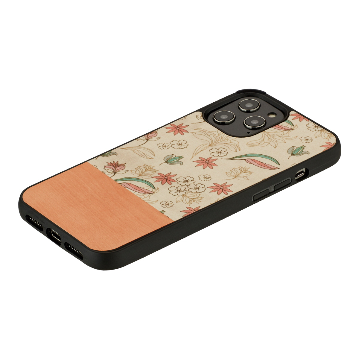 MAN&WOOD case for iPhone 12/12 Pre pink flower black