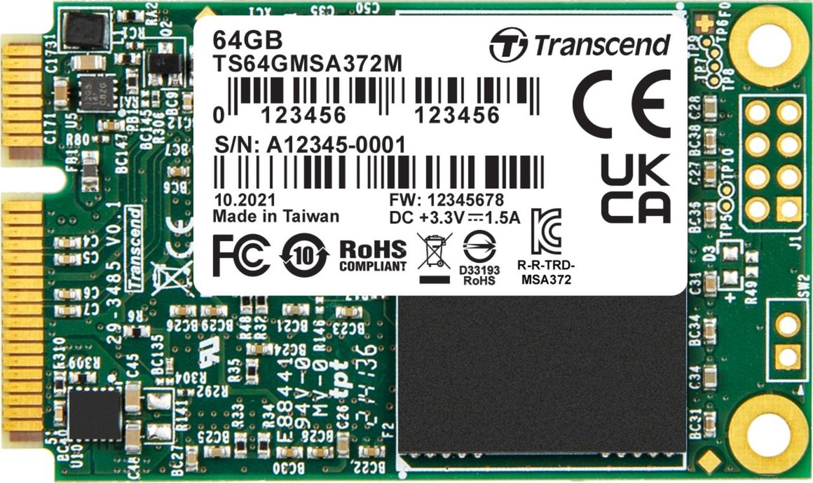 Transcend SSD MSA372M MLC   64GB mSATA SATA III