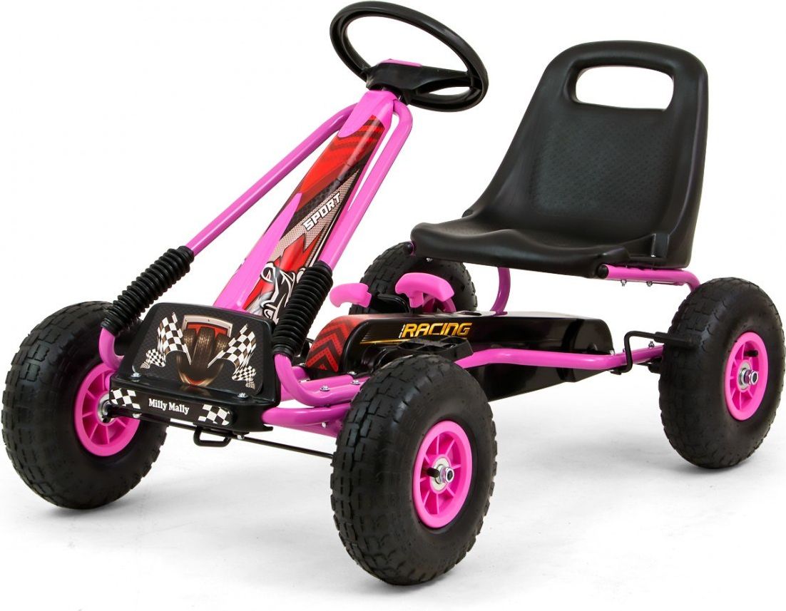 Detská šliapacia motokára Go-kart Milly Mally Thor ružová