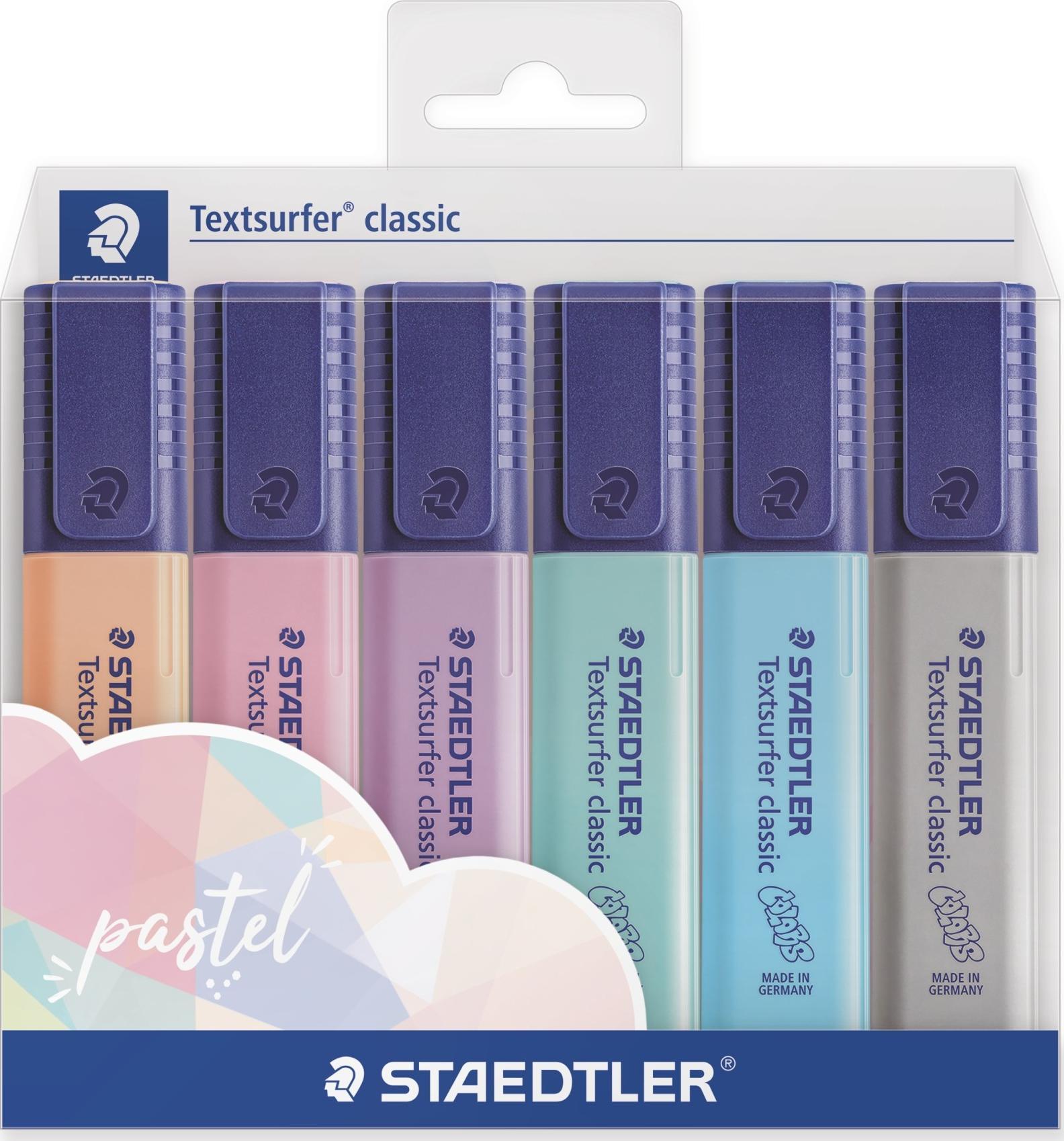 STAEDTLER 364 C - 6 ks - Svetlo modrá - Svetlosivá - Mätová - Broskyňová - Ružová - Fialová - 1 mm - 5 mm