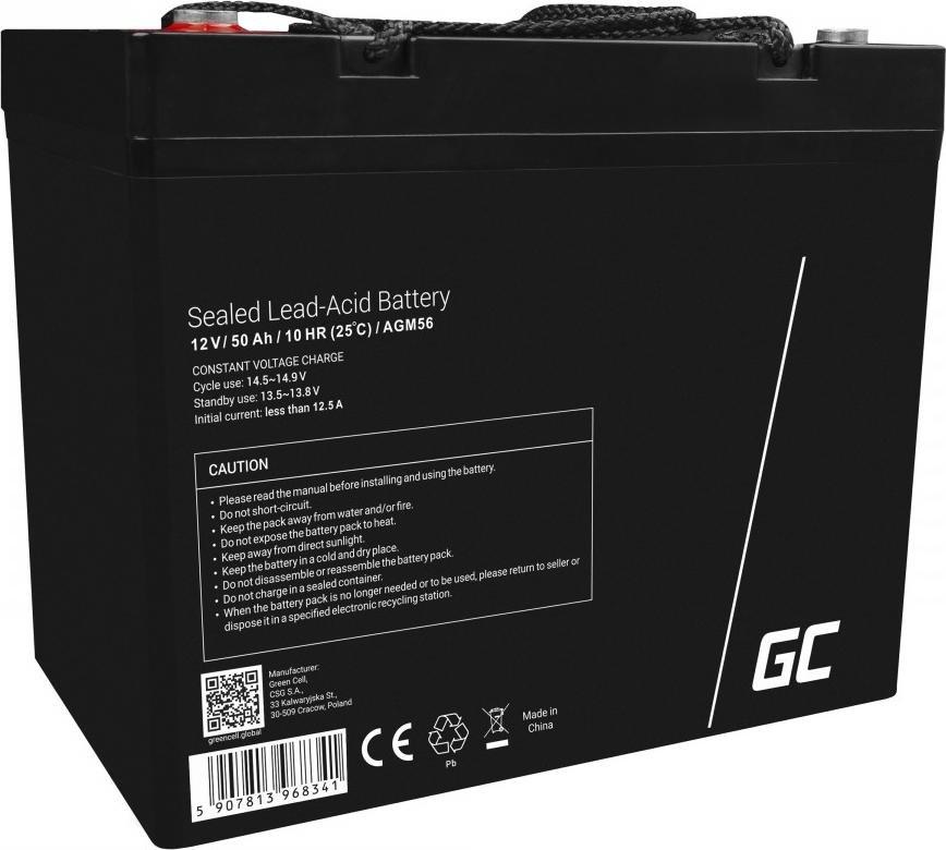 Bezúdržbová batéria AGM VRLA Green Cell AGM56 12V 50Ah (pre skútre, člny, invalidné vozíky, karavany, kosačky na trávu)