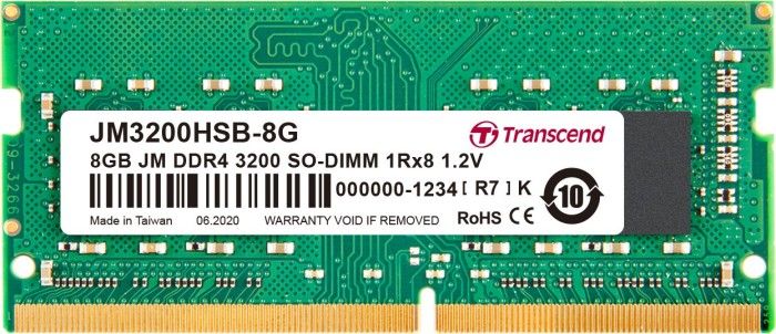 Transcend 16GB DDR4 3200 MT/s SODIMM 260pin 1R x8 unbuffered