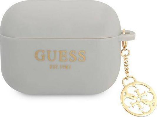 Ochranné pouzdro Guess Silicone Charm 4G Collection pro AirPods Pro, šedé