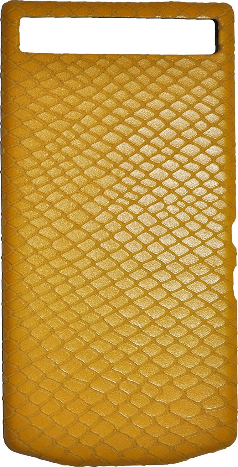 Kožený kryt dvířek baterie Blackberry Porsche Design P9982 krajta žlutá