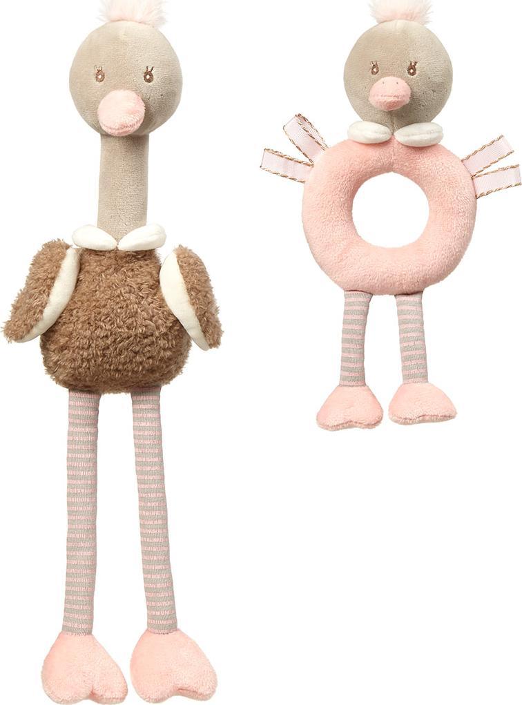 BabyOno BABY ONO 1446-SADA VZDĚLÁVACÍCH HRAČEK H-HRAČKA H-RAČKA A CHRADLIČKA PSTRICH McKNOX FAMILY