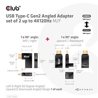 Club3D set adapter USB-C Gen2 angled adapter set of 2, 4K120Hz, 240W, (M/F)