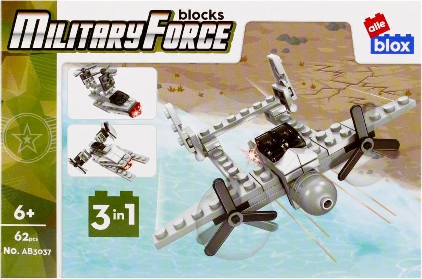 ALLEBLOX Klocki Militaria 3v1 Letadlo 62 prvků Alleblox AB3037
