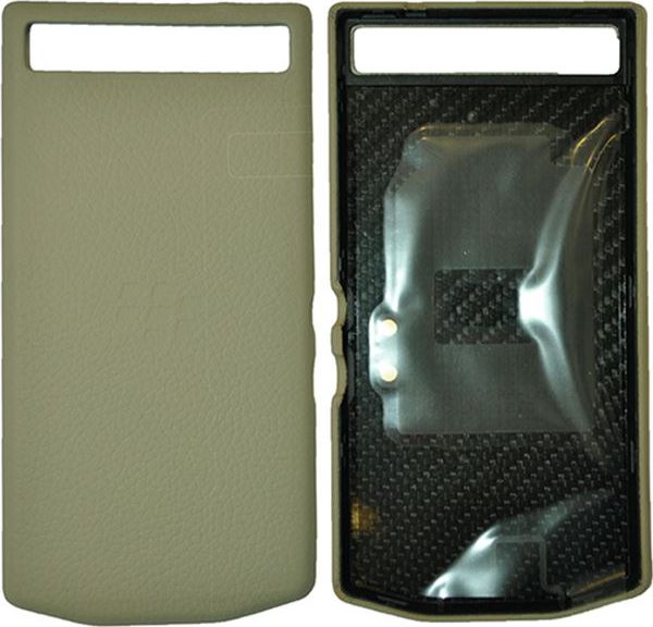 Kožený kryt dvířek baterie Blackberry Porsche Design P9982 písková skořepina