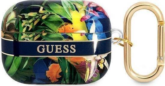 Ochranné pouzdro Guess Flower Strap Collection pro AirPods Pro modré