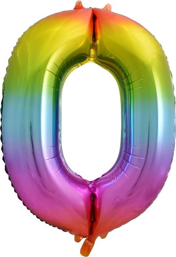 Godan Foil Balloon Digit 0 Rainbow - 85 cm - 1 univerzální položka