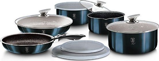 Berlingerhaus Sada varných a zapekacích mís s odnímateľnou rukoväťou vhodná do rúry do 220°C Metallic Line Aquamarine BH-6101 12 dielna