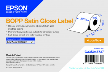 BOPP Satin Gloss Label Cont.R, 203mm x 68m