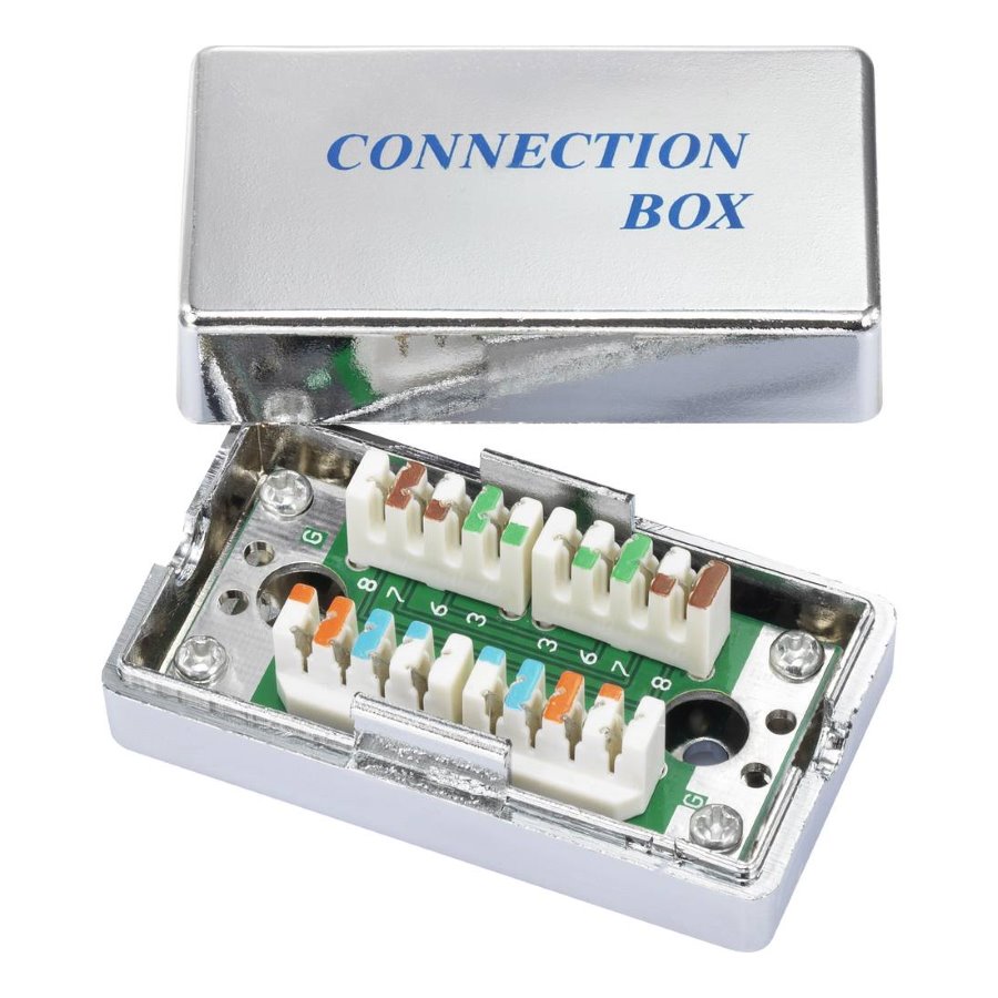 Spojovací box STP Cat5E narážecí, stříbrná