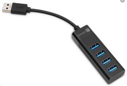 CONNECT IT USB-C hub USB 3.0, 4 porty, externí, ČERNÝ