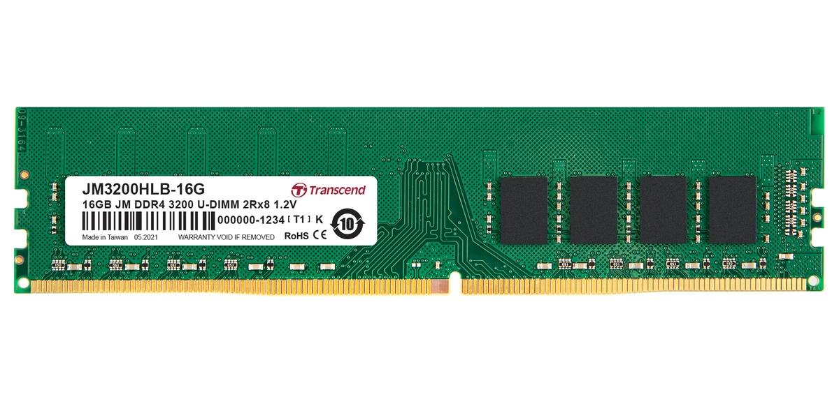 Transcend 16GB DDR4 3200 MT/s UDIMM 288pin 1R x8 unbuffered