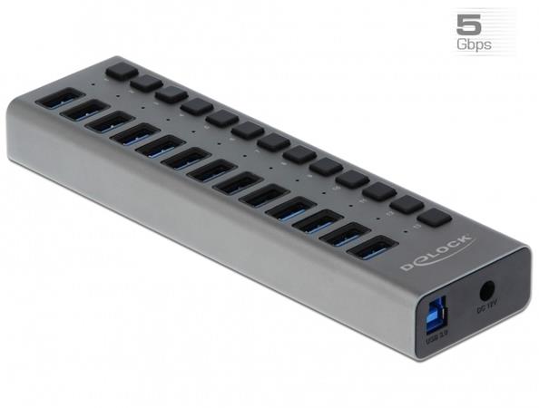 Externer SuperSpeed USB Hub mit 13 Ports + Schalter, USB-Hub